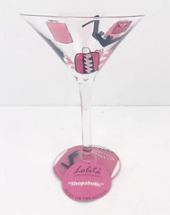 Lolita Shopaholic Love My Martini Hand Painted Glass Goblet with Recipe 7″ Tall