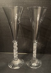 Cristal D’Arques France Crystal Millenium Champagne Flutes Year 2000 w/2 Napkins