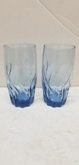 2 ANCHOR HOCKING BLUE STARFIRE CENTRAL PARK TUMBLERS GLASSES 6″