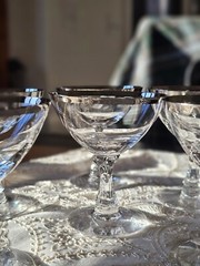 Vtg «Wedding Ring» Crystal Fostoria Champagne Stemware Made In The US 1953-1975.