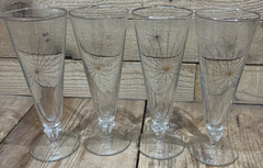 Se Of 4 Libbey Granada MCM 11oz Atomic Stardust Champagne Or Beer Glasses, Gold