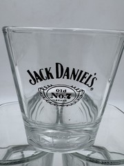 Jack Daniels Square Drinking Glasses Clear 4″ Lowball Whiskey Rocks Lot Of 7