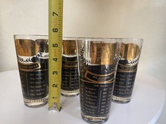 Set Of 6 MCM 50‘s-60’s gold black Cera Sports Memorabilia highball glasses