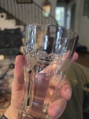 Vintage Snap-on Embossed Soda Fountain Glasses Set of 4 Heavy Advertising Bar