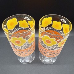 MCM Culver Flower Power “Daisy & Picket Fence” Stemmed Goblets Barware Wine