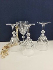 Royal Crystal Rock – Linea Gala Cut Design Faceted Ball 7 1/8″, 4 Water Goblets