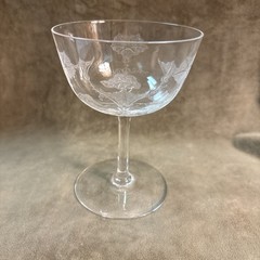 Dorflinger No 590 Morning Glory Etch Tall Sherbet Stem Circa 1910 Crystal glass