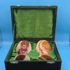 Marbled Polished Stone Goblet Set of 2 Decorative w/ Presentation Box