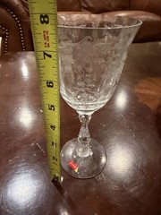 This is a vintage Fostoria “Navarre” etched crystal stemware glass
