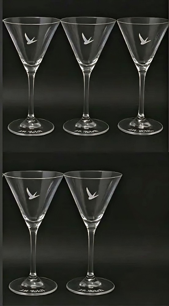 Martini Glasses Grey Goose Vodka 5 Etched Logo Vintage 2000 Promotion
