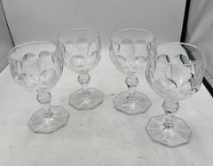4 Crystal Hand Cut Glass Water Goblet Elegant, 5 7/8″ Tall X 3″ Diameter