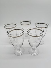 Fostoria Engagement Platinum Trim Iced Tea Glass Crystal Water Goblet Set 5 + 1