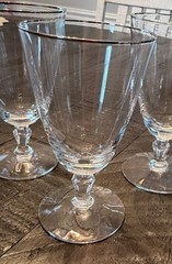 Set Of 6 Juice GLASSES 4 3/4» PLATINUM RIM «ENGAGEMENT» FOSTORIA SIGNED