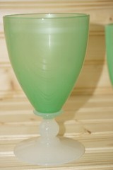 Steuben Green Jade & Alabaster Glass (1) Water Goblet, 5 3/8″ (B32)