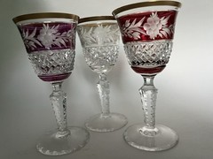 Set 3 Ebeling Reuss Marchioness Cut 2 Clear Wine Liquor Sherry Stem Glasses 5.5″