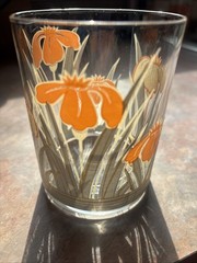5 Vintage 60s Culver Pink Gray Blue Iris Floral Lowball Glasses MCM Whiskey