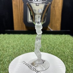 1 Vintage Crystal Port Glass Bayel Bacchus Male Nude Frosted Figural Stem 6”