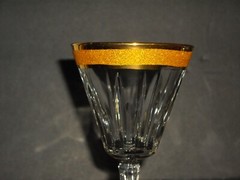 Vintage Crystal 2oz Sherry Glasses Gold Encrusted Trim Set of 5 Made in Italy