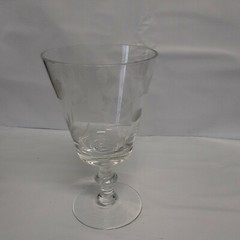 Vintage Etched Flower & Leaf Glass Crystal 6” Tall
