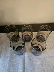 Vintage Libbey Tawny Smoke Etched Glasses Set Of 5