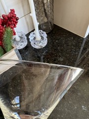 GEMSTONES by Gorham 2 Martini Glasses Purple & Emerald Green 9 3/8 Chip REPAIRED