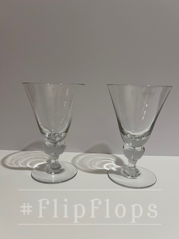 2 Vintage Seneca Glass Co. INGRID 4-Lobed Crystal Stemware Wine Glasses 8oz EUC