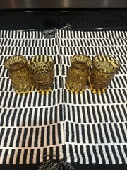 Indiana Glass Whitehall Colony Amber Cubist Footed Tumbler – Vintage – Set of 4