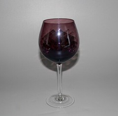 9″ Amethyst Purple Swirl Hand Blown Clear Stem Wine Goblet ☆ 12 Available
