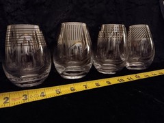 Mikasa Cheers Stemless Crystal Wine Glasses Metalic Silver Ombre Set 4 Signed