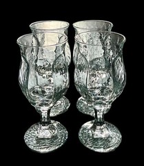 Set Of 4 Libbey Chivalry Clear Tulip Wine Glasses 6-1/8” Textured Discontinued