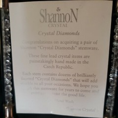 Shannon Crystal by Godinger Floating Diamonds Toasting Flutes Pair