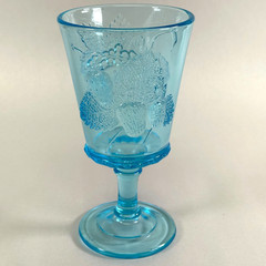 L.G. Wright Strawberry Currant Blue Water Goblet 6 1/4″ Vintage