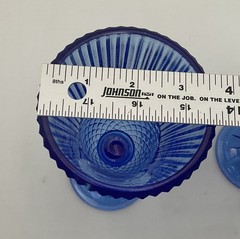 Fostoria Avon Cobalt Blue Glass Goblets (2) Ribbed Design/Diamond Cut Pattern