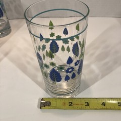 8 Marcrest Swiss Alpine Chalet 12 Oz Tumblers W/Brass MCM Rack Vtg Blue Green
