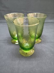 Set Of 3 Avocado Green Textured Pebble Glasses