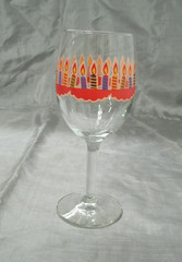 Vtg Unbranded Birthday Candles Set of 6~7-1/8″ Wine Water Goblets Glasses EC 2