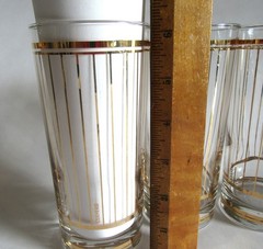 4 Vintage MCM Culver Glassware & 22k Gold Stripes High Ball 6 1.4″ Set Of Four