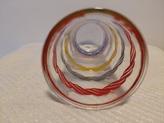 1950-1960s Striped (rope design) glass tumbler – Multicolor- MCM -6.75″
