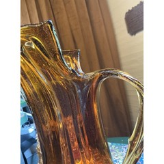 Vintage Retro 17″ Amber Glass Pitcher Mid Century Modern Art Glass
