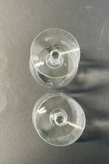 Set of 2 Clipper Sailing Ship Etched Cut Clear Glass Brandy Snifters 6 oz 4.5”