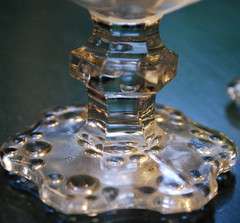 Vtg Set 4 CLEAR BUBBLE FOOT Footed Wine/Juice Glasses BARK TEXTURE Italy 1960s