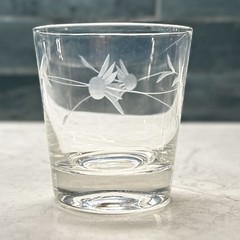 Set of 5 Vintage MCM Etched Rocks Glasses Heavy Base Cocktail Tumblers