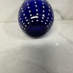 Zodax Art Deco Mavi Cobalt Blue Stemless Wine Goblet Ribs of Opal Dots