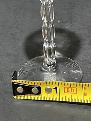 4 Etched Cordial Stemware Wavy Stem Optic Vintage 4 in Tall Footed Gift
