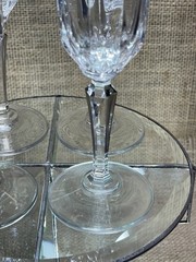 Set of 4 – St George American Heritage Cut Crystal Champagne Flutes w/ Hex Stem