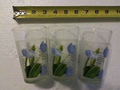 3 Vintage Poet William Blake Poem and Flowers 8oz Glasses 4” Tall As Shown