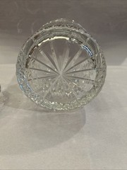 Vintage Lead Crystal Clear Biscuit Cookie Jar Container Chardoney Pattern Poland