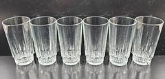 (6) Arcoroc Lancer 10 Oz Tumblers Set Vintage Clear Cut Cristal France Retro Lot