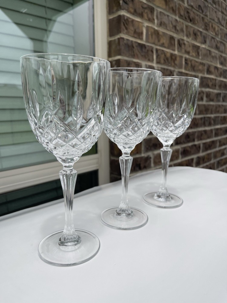 Set Of 3 Marquis Waterford Crystal Markham Wine Glasses Goblets 8.5”