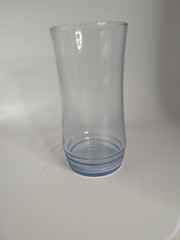 Set Of 6 VTG BLUE RIBBED BOTTOM GLASSES TUMBLERS 16oz Cottage Core Tableware